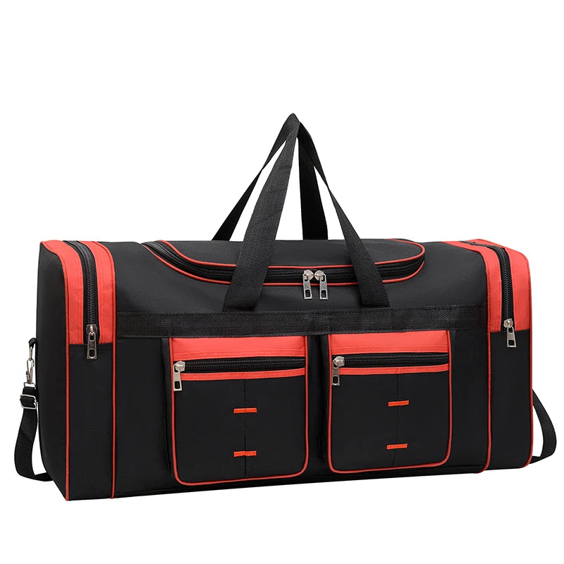 Large capacity luggage bag - multi pocket travel handbag, sports equipment bag, zipper closure