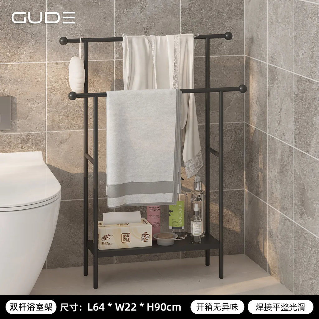 Floor-standing Bathroom Storage Rack Towel and Shower Organizer for Toilet and Bathtub Durable Bathroom Utility Shelf