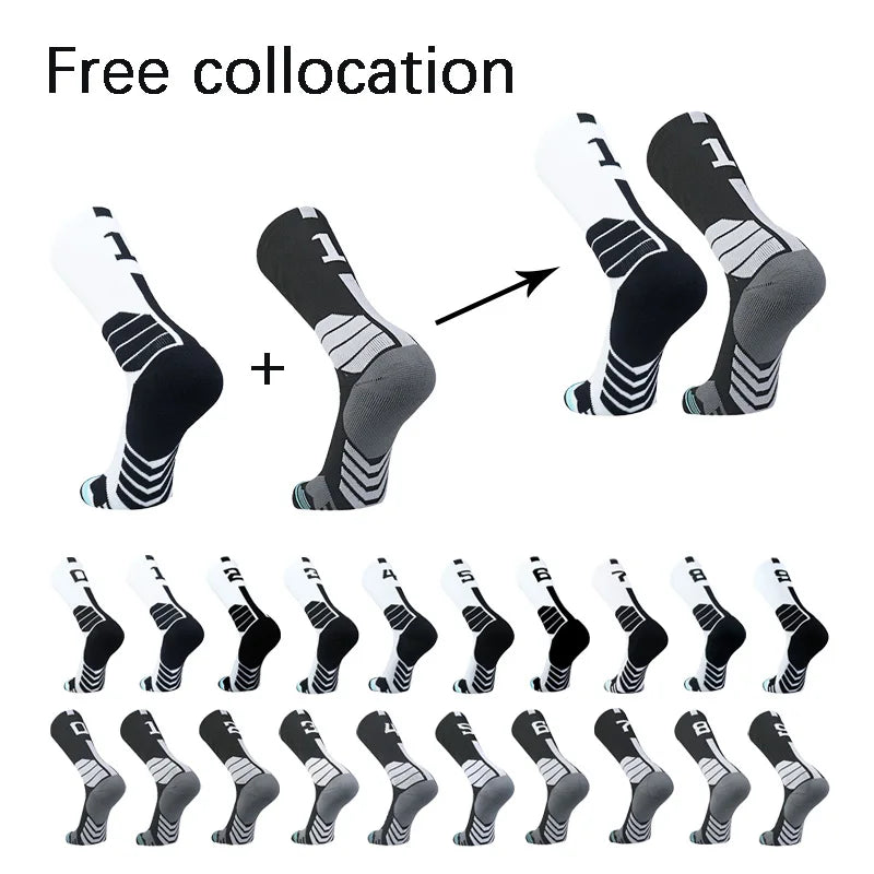 Sports Basketball Socks Professional 1pc Football Sock Men's Cycling Soccer Socks Running Sock Calcetines Customized Number 0-9