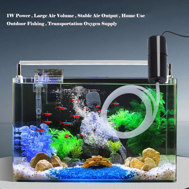 Usb Aquarium Air Pump Portable Silent High Air Volume Oxygenator For Fish Tank Aquatic Accessories Fish Keeping Supplies