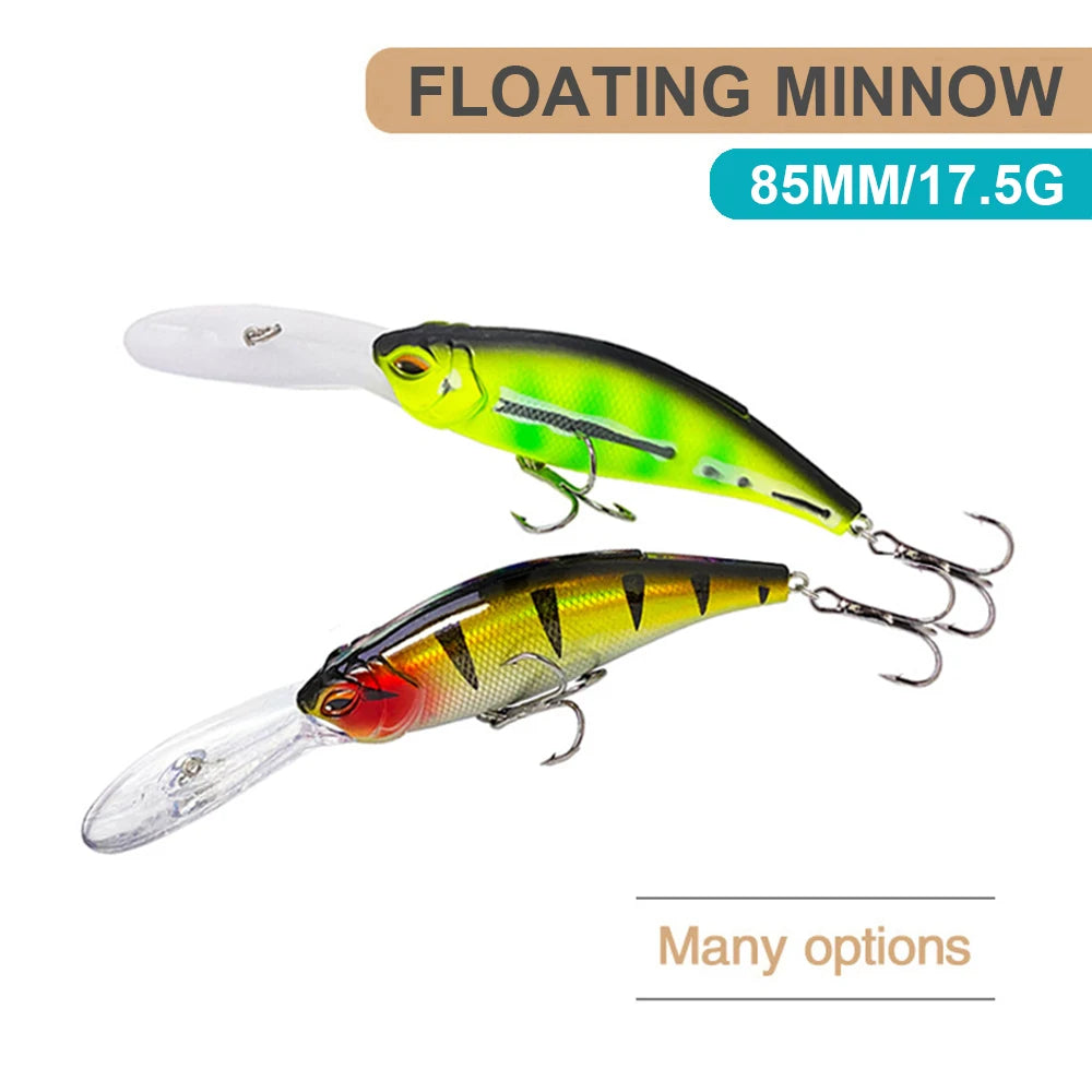 8.5cm 17.5g Fishing Lures Floating Minnow Wobbler Long Casting Deep Diving Artificial Hard Bait Swing Jerkbait Bass Trout MN616