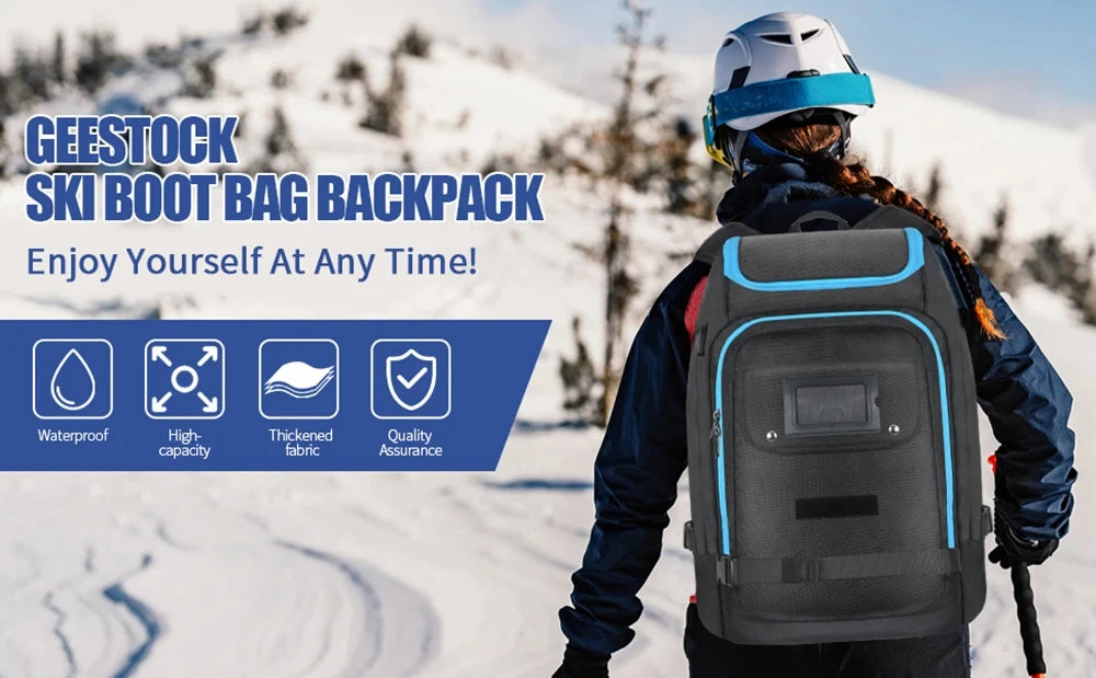 Ski Backpack Ski Boot Bag Lightweight Skiing Snowboarding Storage Bag Waterproof Ski Helmets Gloves Bag Outdoor Sports Supplies
