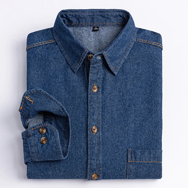 Men's shirt Long sleeve Autumn and winter 100% cotton denim coat Business casual wear high quality fashion breathable