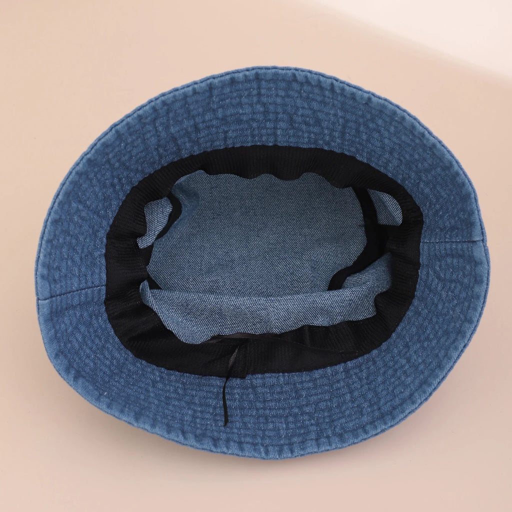 Hong Kong-style simple solid-color washed polished large-brimmed fisherman's hat, casual and versatile flat-topped basin hat