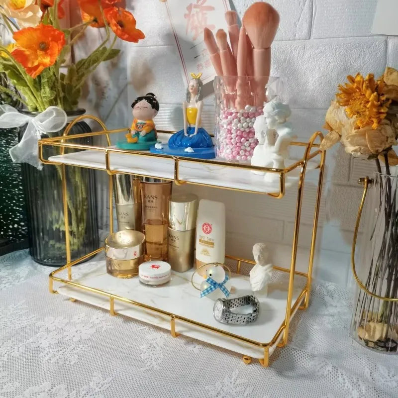 Bathroom Organizer Shelf  Metal Large Capacity Skincare Shampoo Perfume Storage Rack Home Kitchen Desktop Organizer Holder