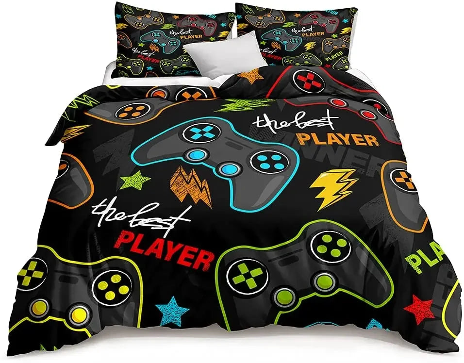 Gamer Bedding Sets for Boys Gaming Duvet Cover Set Video Games Comforter Cover custom Designs Bed Set with Pillowcase