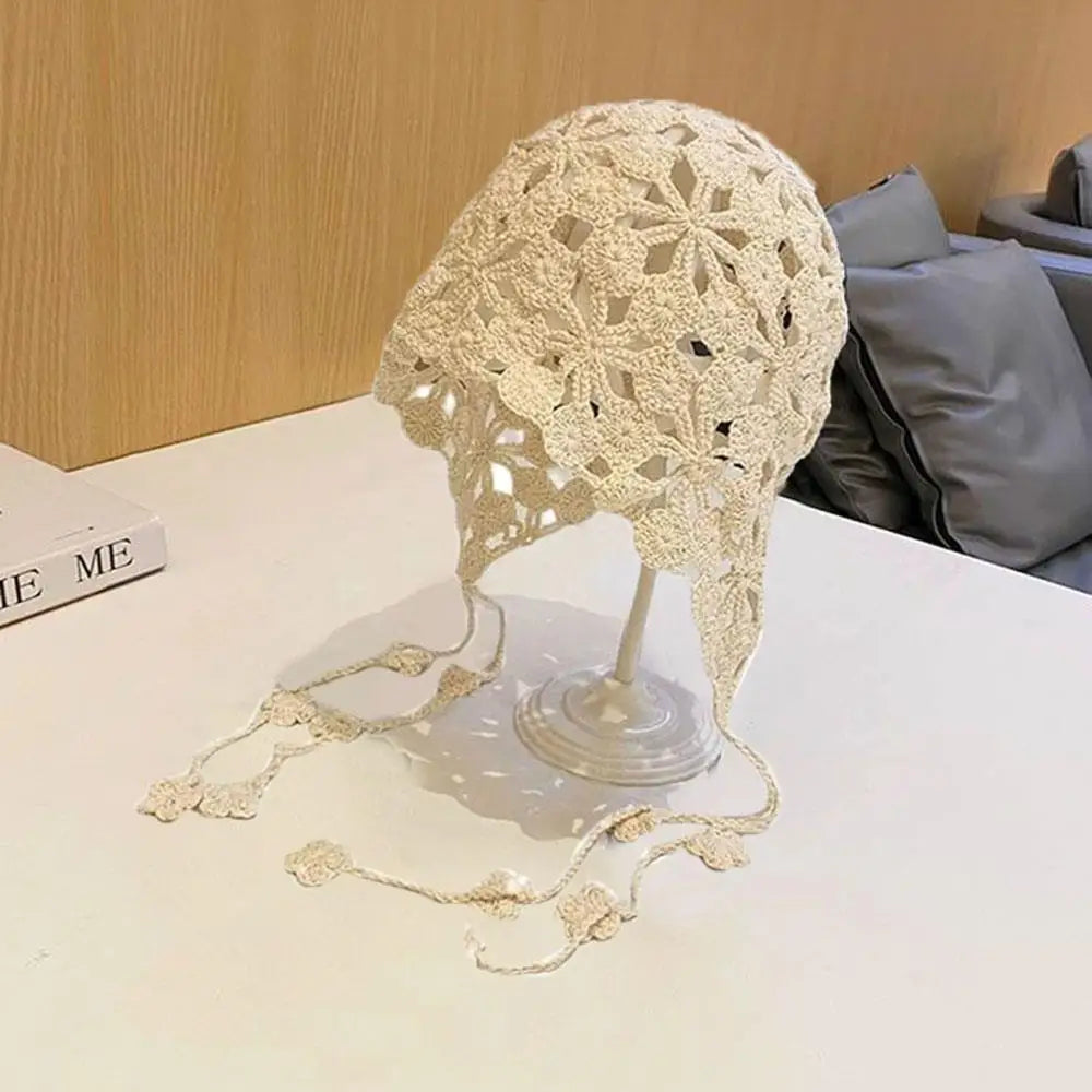 Knitted Hats Handmade Hollowed Knit Cap Literary Fisherman's Hat Crocheted Hat Ethnic Baotou Cap Cotton Pullover Hat Breathable