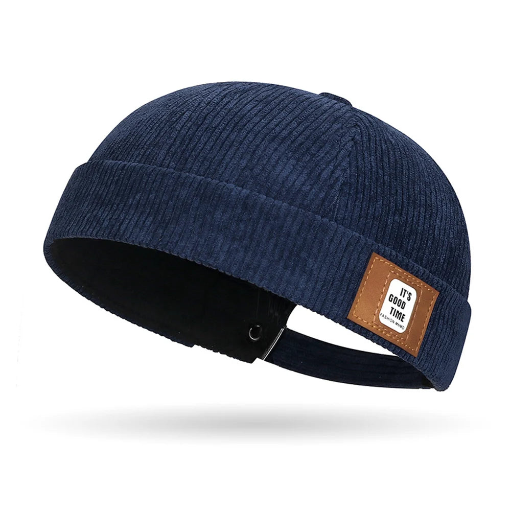 Beanie Hat Hip Hop Hats Bonnet Homme Winter Hat For Women Brimless Skullies Cap Men's Solid Color Street Vintage Portable Hats