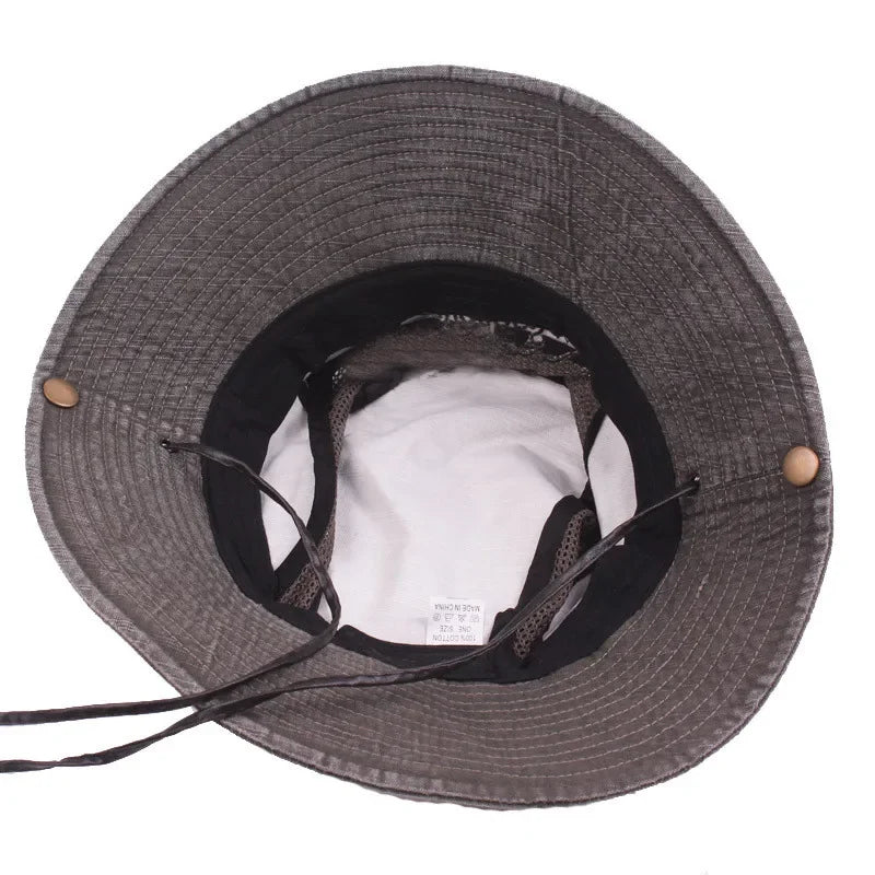 Men's Summer Cap Mesh Breathable Retro 100% Cotton Bucket Hat Panama Jungle Fishing Hats Novelty Dad's Beach Cap Bucket Hat
