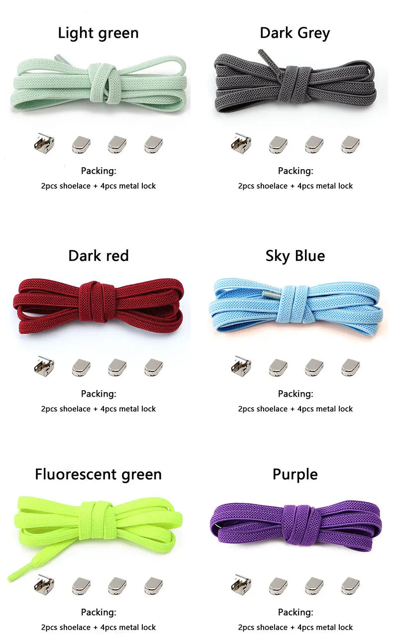 No Tie Elastic Shoe Laces One Size Fits All Adult and Kids Shoes Shoelaces for Sneakers Shoelace Tieless Flat Expand Shoestrings