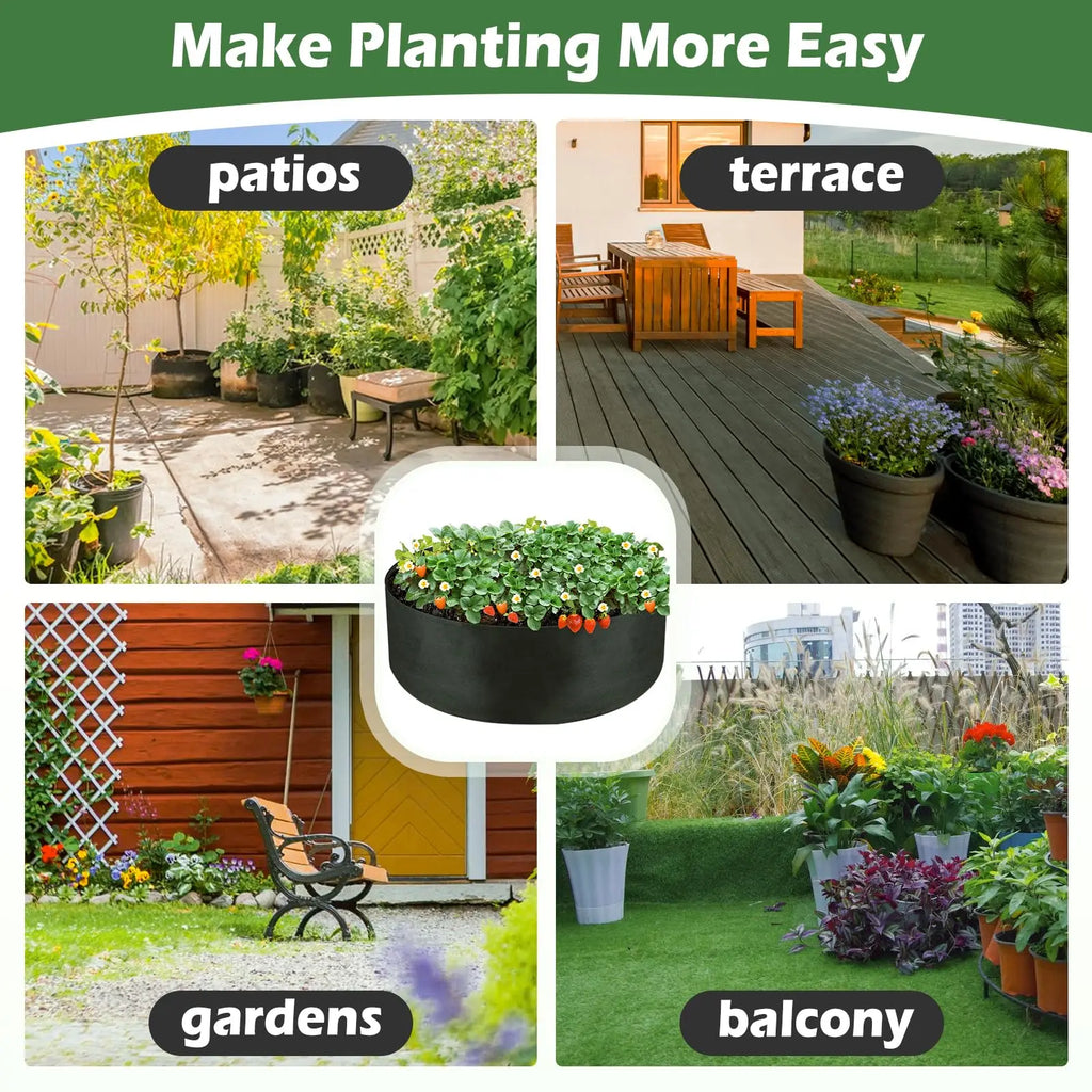 Plant Grow Bags Heavy Duty Fabric Raised Garden Planting Bed Round Breathable Felt Planting Container for Vegetables Flower Herb
