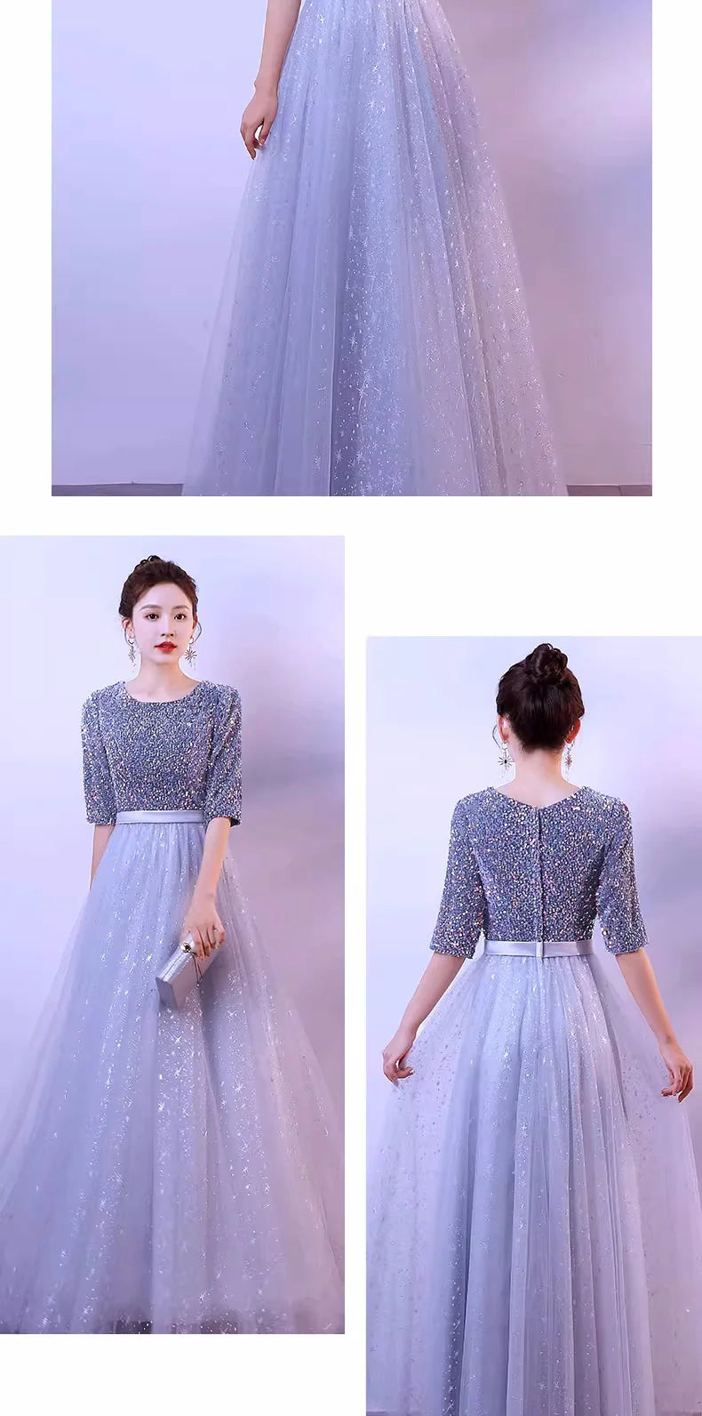 DMZ-75#Evening Bridesmaid Dresses Long Chorus Costume Host Adult Christmas Dress Sequin Wholesale Royal Blue Red  Wine Red Gary