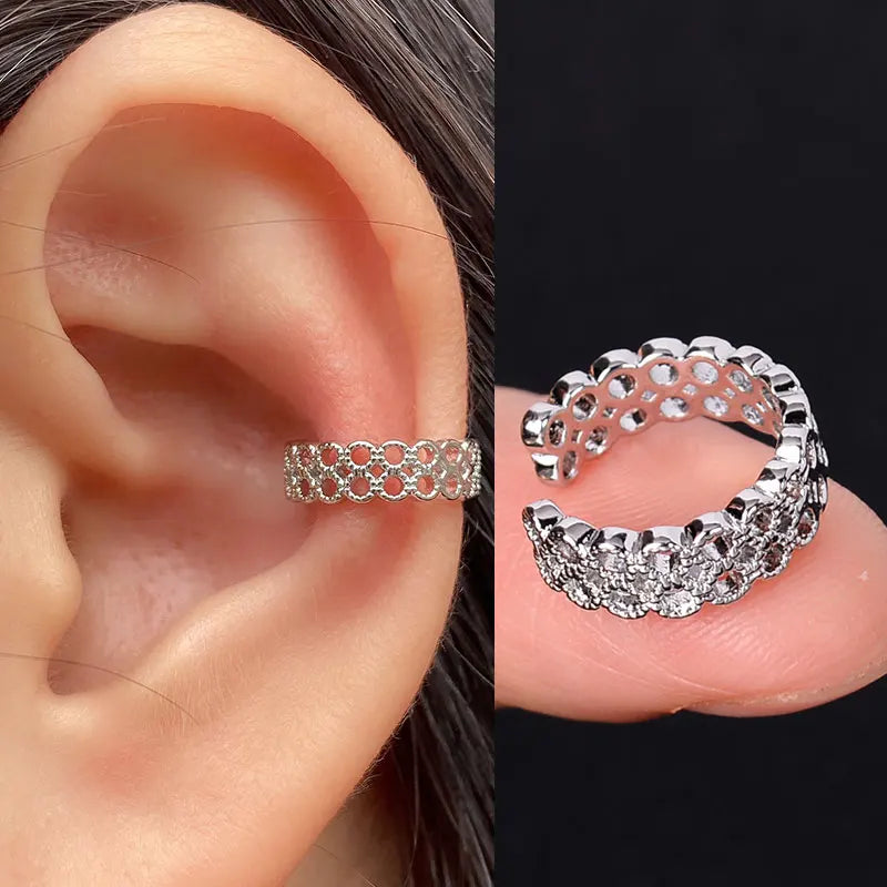 Stackable Earrings Without Ear Hole Star Wrap Clip On Earrings Earcuff for Women Ear Screen Climb Cuffs Fake Piercing One pair