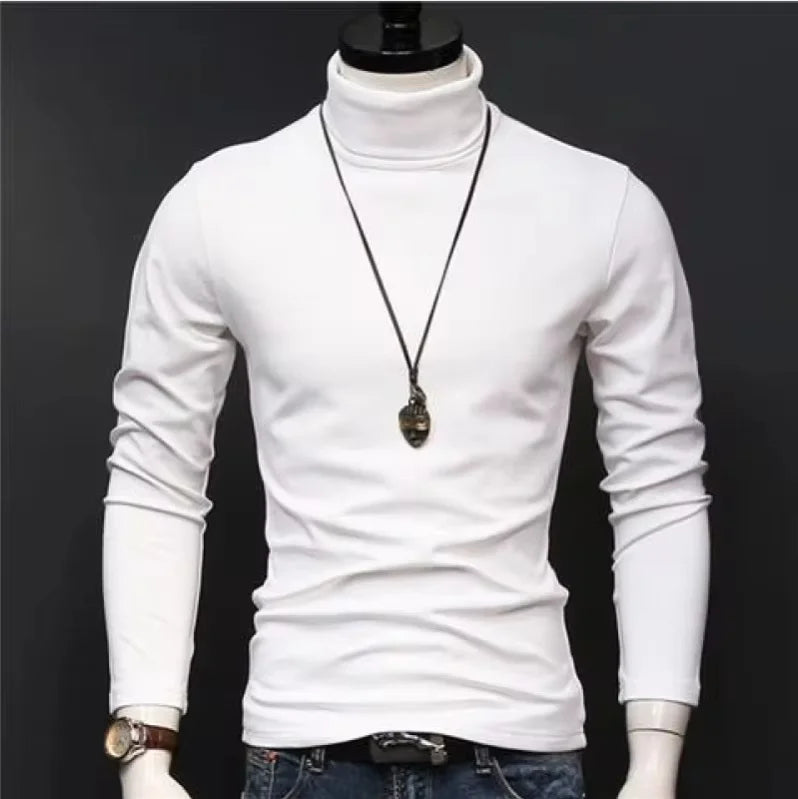 T-shirt Long Sleeve Tee Shirts High Collar Men's Cotton Tees New Men‘s Fashion T Shirt Tees Slim Tops Male Stretch
