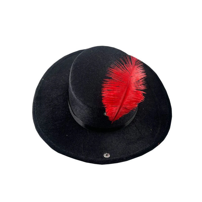 Adult Gentleman Fedoras Hats Musketeer Hat Classic 1920s Trilby Jazz Hat Manhattan Wide Brim Hat Feather Decor Vintage Zoro Caps