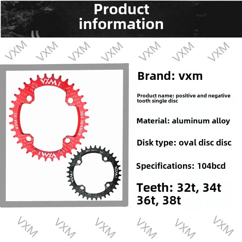 Bike 104BCD Elliptic mountain bike 32T 34T 36T 38T modified plus and minus teeth single tooth disc bycicle accesories Crank
