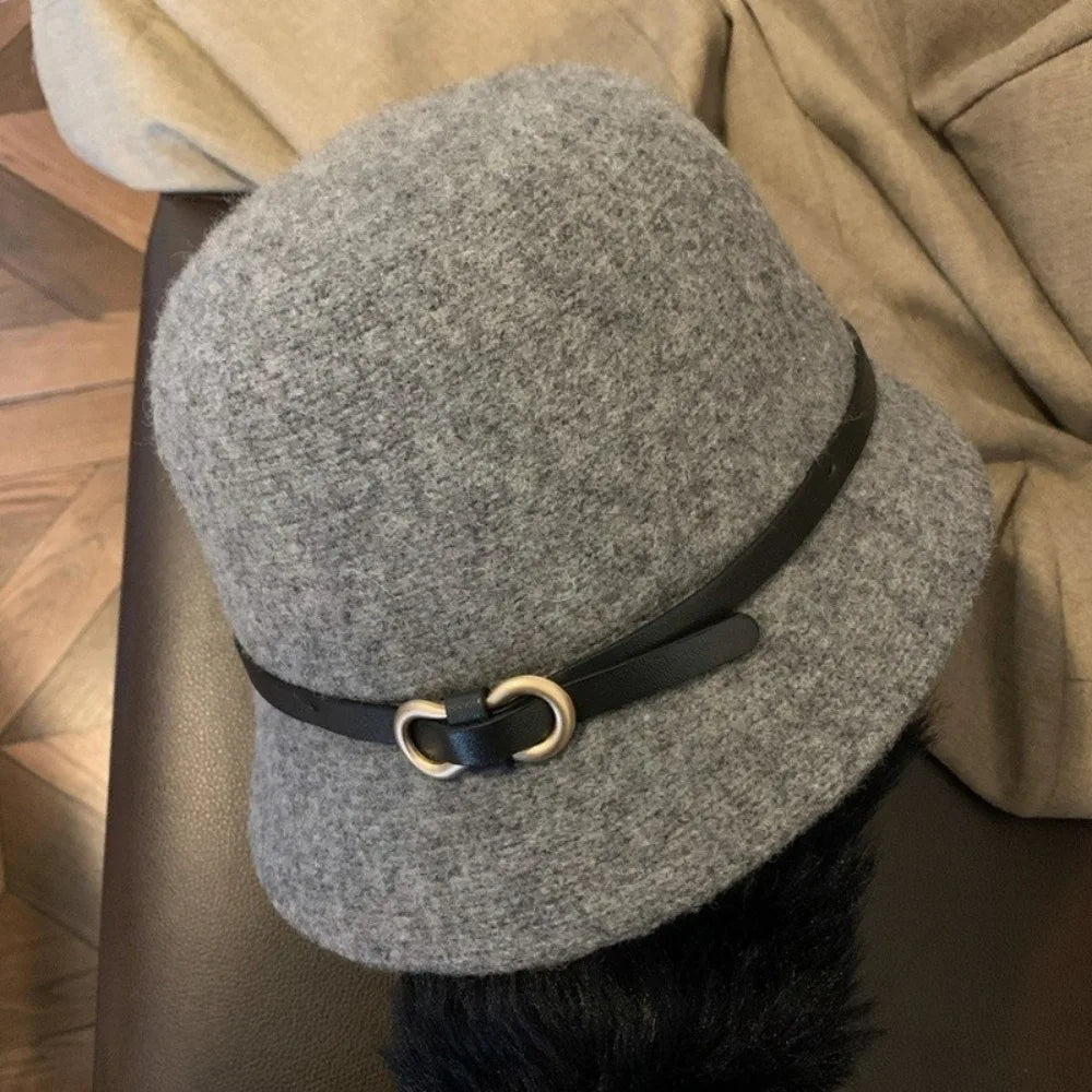 Casual Woolen Wool Fisherman Hat Elegant Pure Color Women's Formal hat Korean Style British Style Basin Hat Autumn