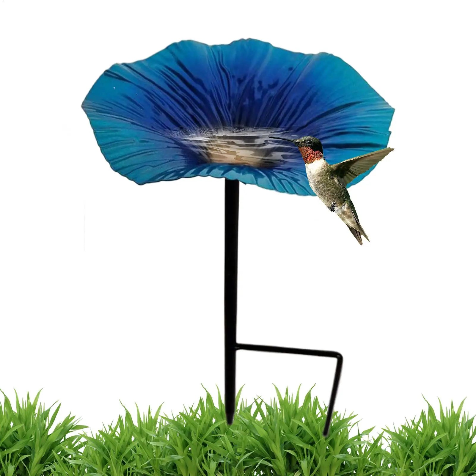 Bird waterer and feeding station Outdoor Bird Bath Pole Water Feeder Flower Shape Decorative Feeding Station Garden Decor