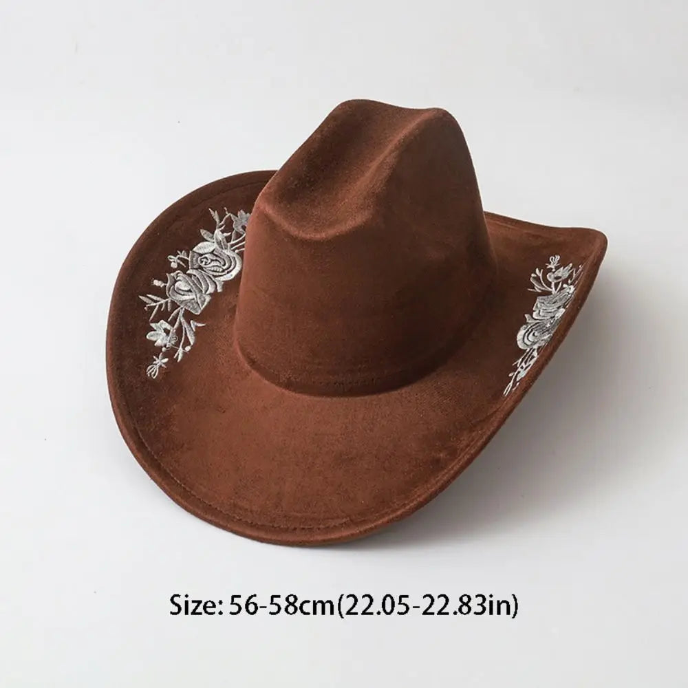 Large Brimmed Embroidered Felt Top Hat Formal Occasion Performance Cap Fedora Hat Casual Jazz Hats Woolen Hats Autumn and Winter