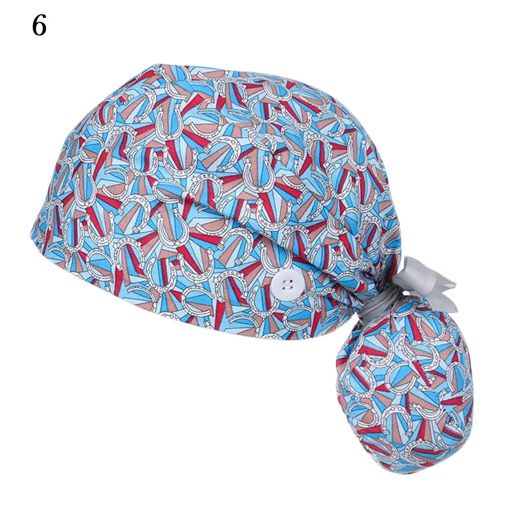 Women & Men Tie Back Hats Ponytail Holder Adjustable Long Hair Cap Working Hat With Button Working Cap