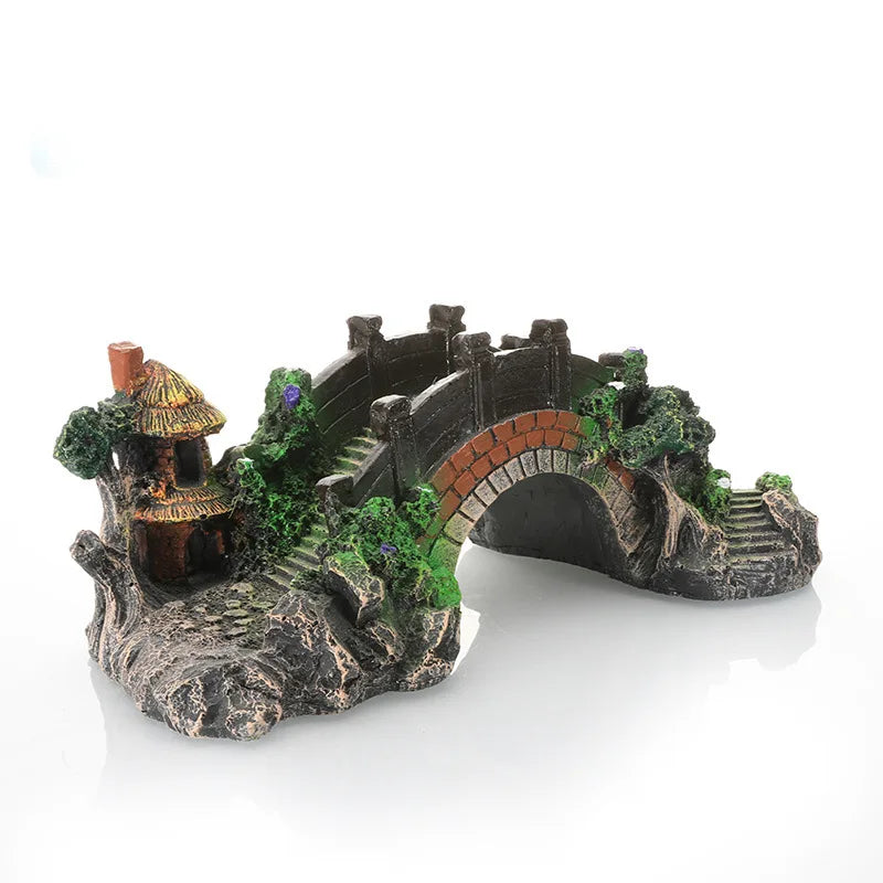 Aquarium Artificial Bridge Ornaments Resin Fish Tank Artificial Landscaping Rockery Bridge Decorations Aquarium Decor Supplies