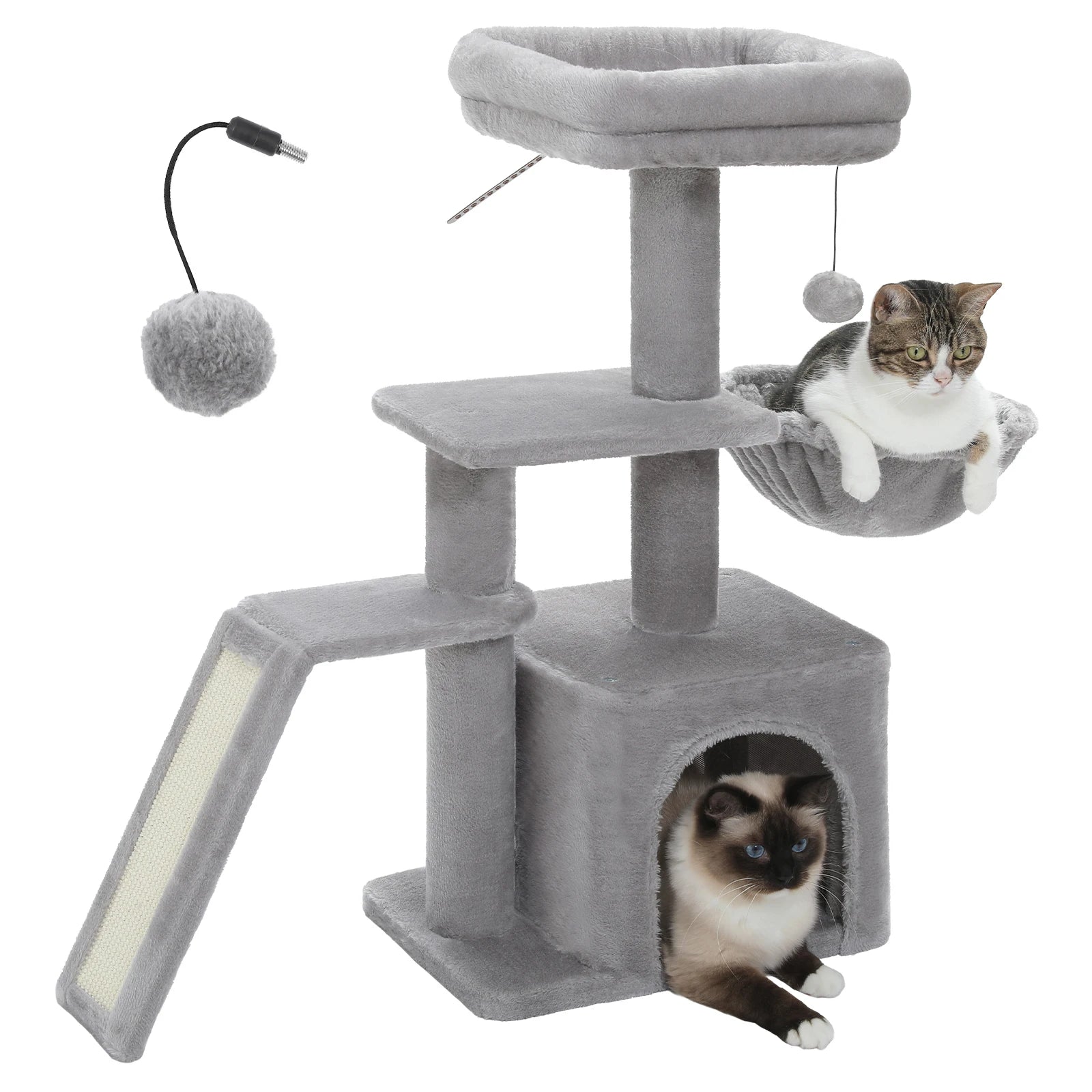 Flower Cat Tree for Indoor Small Cat Tower with Sisal Scratching Ramp Cozy Hammock and Removable Top Perch Cat Condo Kittens Toy