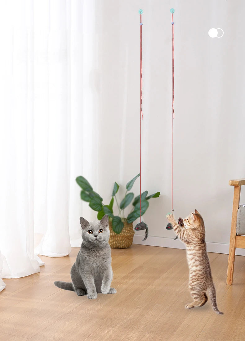 Fun simulation of mouse and cat toys, cat, kitten, rope, mouse, caterpillar, interactive toy, telescopic hanging door, pet toy