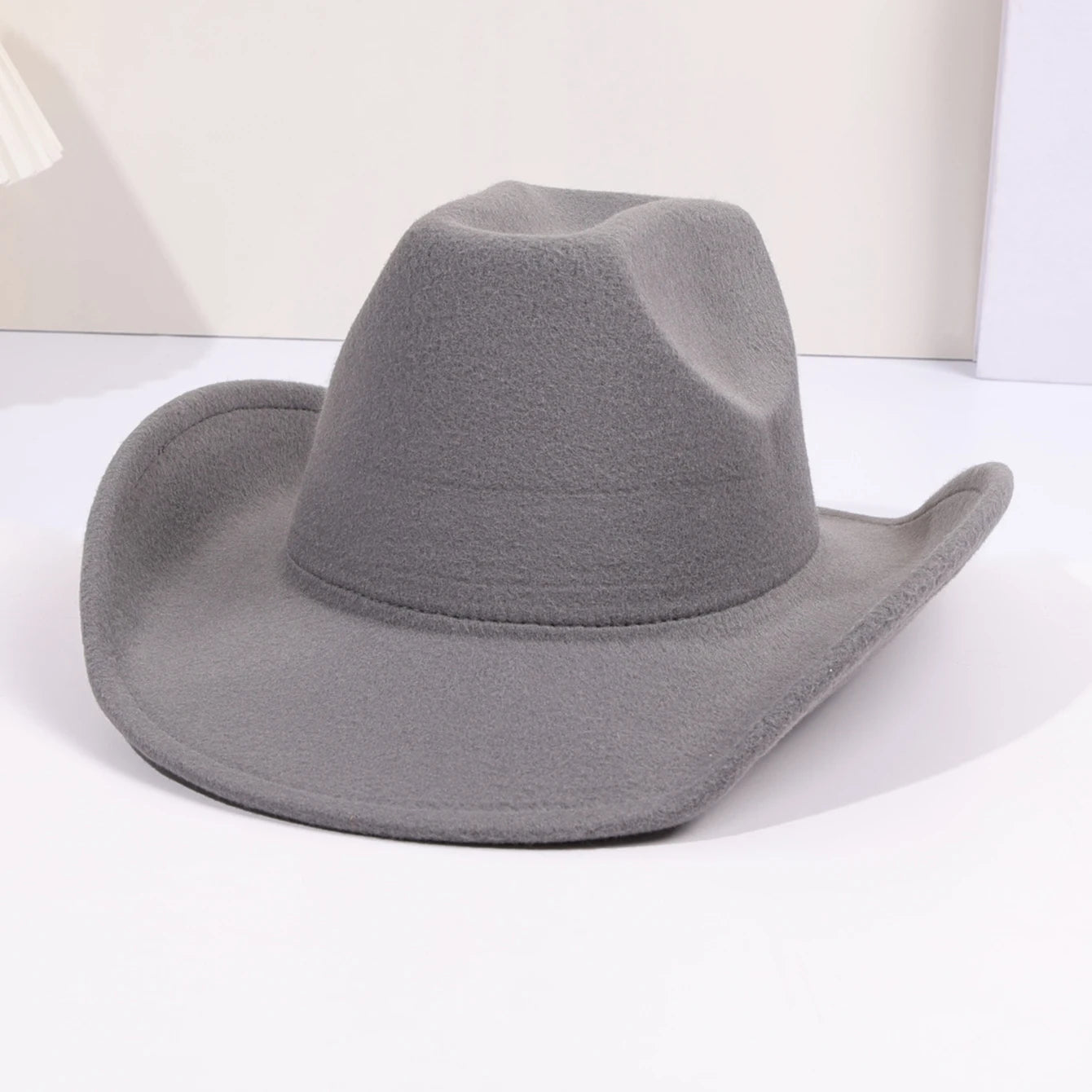 Solid color felt hat, British retro jazz hat, flat brimmed cowhide hat, flat top hat, can be paired with accessories