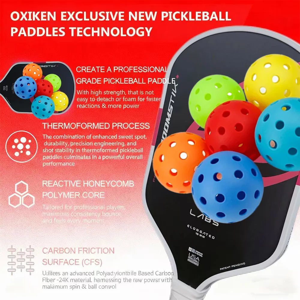 USAPA Approved Pickleball Paddle 16mm LABS Project Elongated Boom Core Racket Pure Foam Construction for Power And Spin