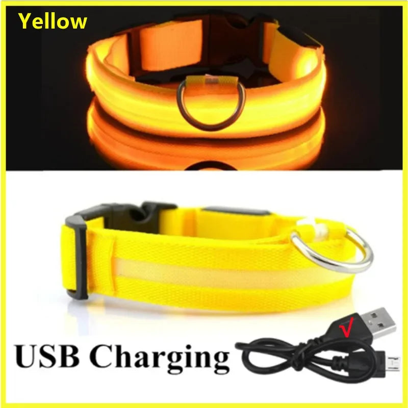 Led Glowing Dog Collar  Luminous Collar Adjustable Night Light  Harness Dog Leash For Girl Small Dogs Cat Pet Safety Accessories