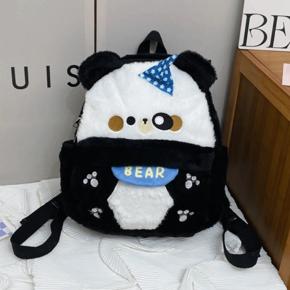 Backpack Adjustable Straps Cartoon Little Bear Backpack Large Capacity Soft Bear Schoolbag Creative Animal Shoulder Bag Gift