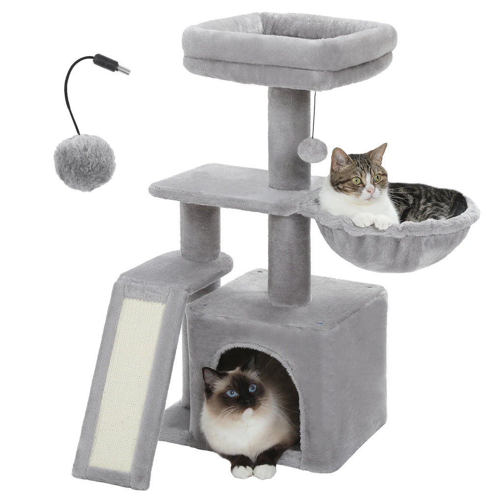 Flower Cat Tree for Indoor Small Cat Tower with Sisal Scratching Ramp Cozy Hammock and Removable Top Perch Cat Condo Kittens Toy