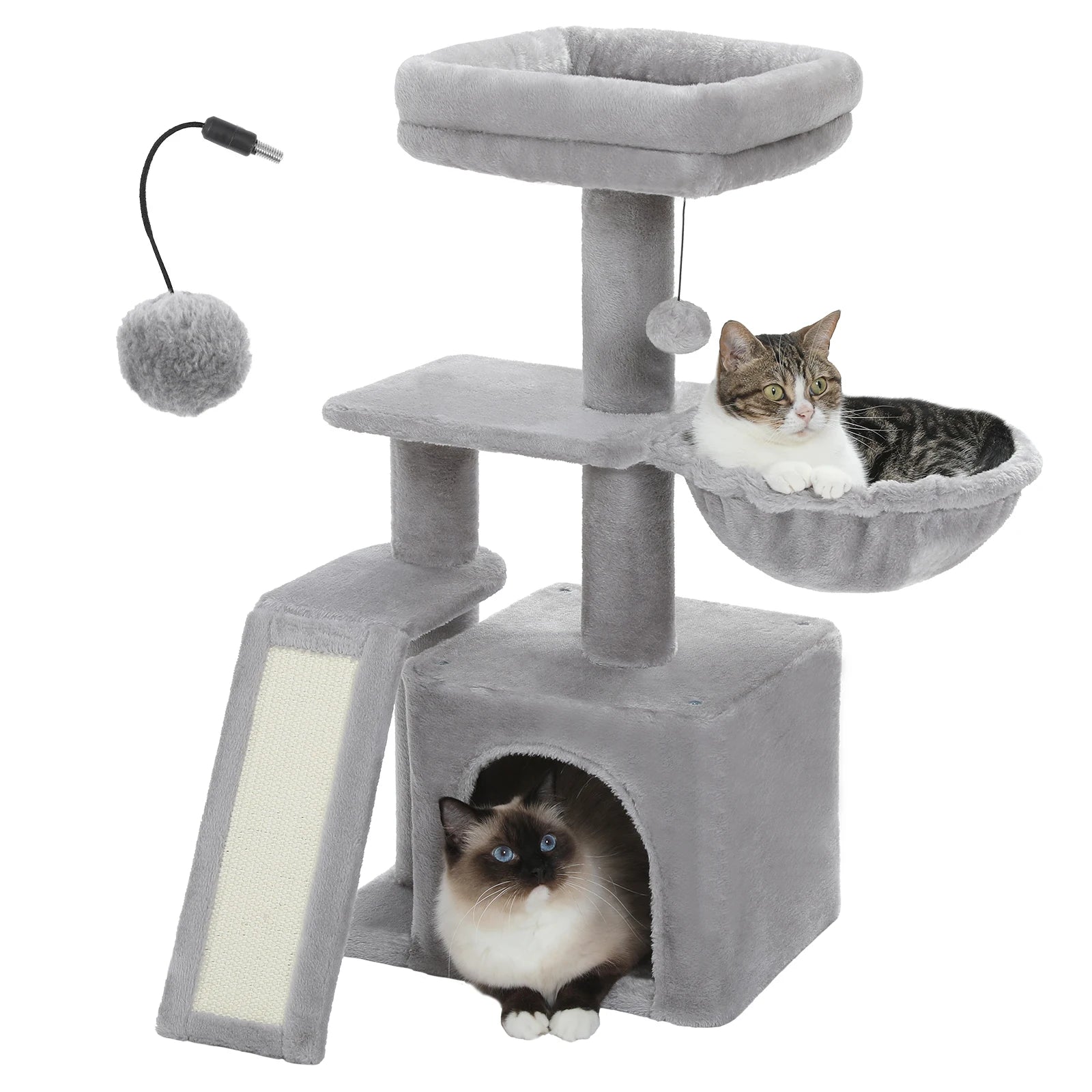 Flower Cat Tree for Indoor Small Cat Tower with Sisal Scratching Ramp Cozy Hammock and Removable Top Perch Cat Condo Kittens Toy