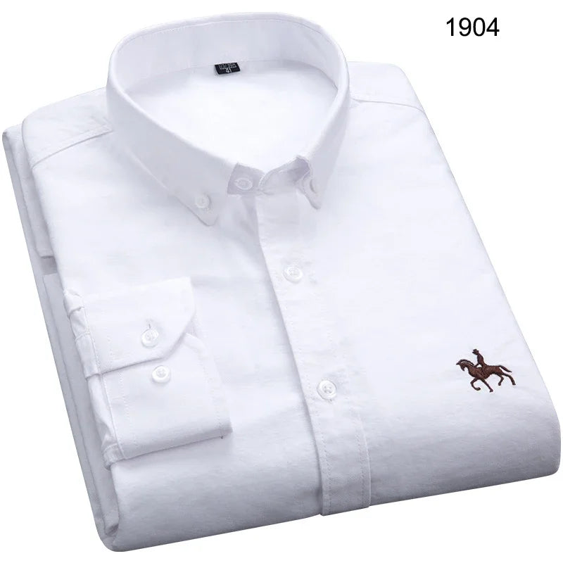 Long Sleeve Shirts for Men Clothing Autumn Winter 100% Cotton Oxford Top Blouse Large Size Business Casual Shirts Korean Fashion