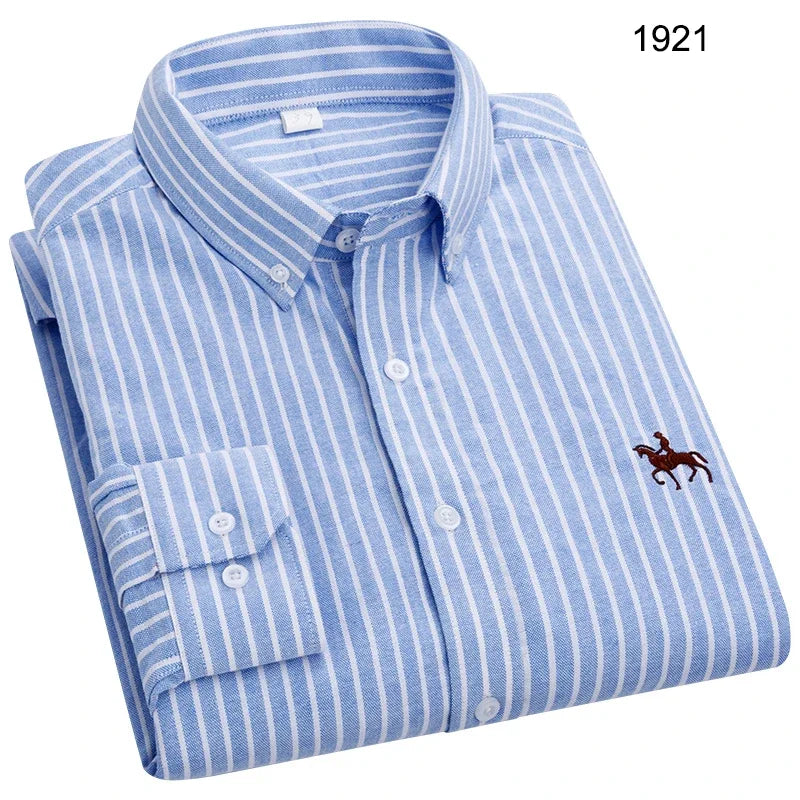 Long Sleeve Shirts for Men Clothing Autumn Winter 100% Cotton Oxford Top Blouse Large Size Business Casual Shirts Korean Fashion