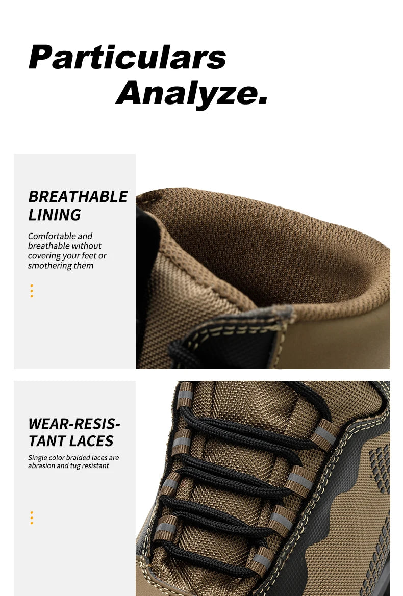 New Fashion 2024 Men Boots Safety Shoes Security Steel Toe Cap Military Boots Working Steel Toe Anti-Smashing Men's Work Boots