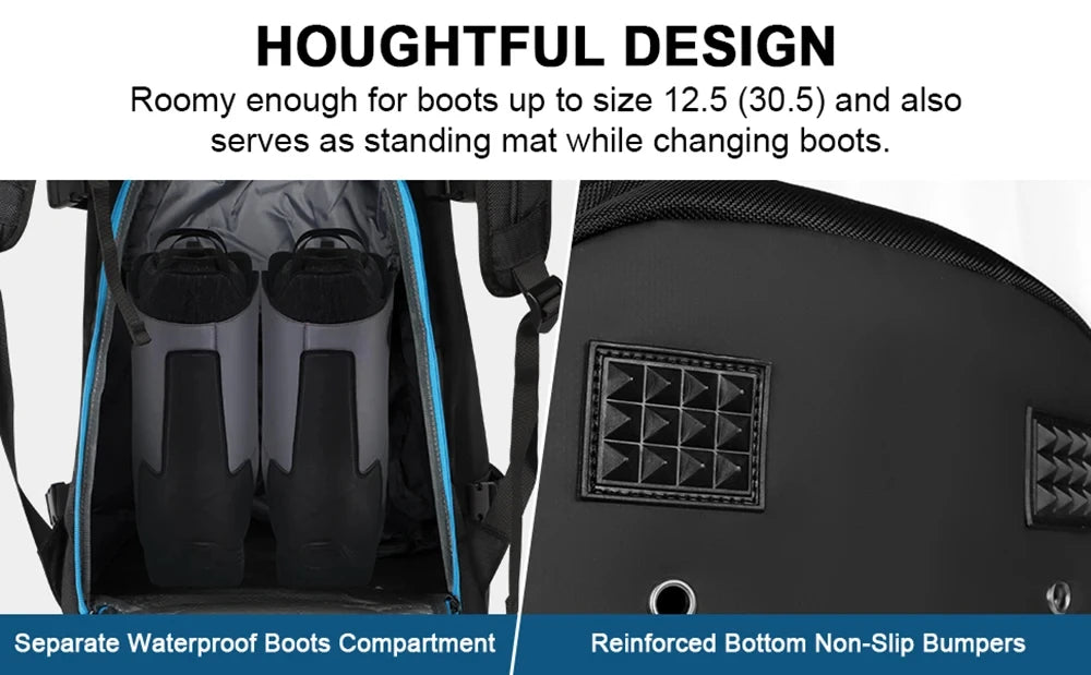 Ski Backpack Ski Boot Bag Lightweight Skiing Snowboarding Storage Bag Waterproof Ski Helmets Gloves Bag Outdoor Sports Supplies