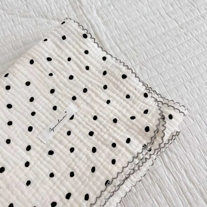 2-3 Layers Baby Blankets Bear Dots Print Cotton Gauze Muslin Swaddle Wrap Newborn Infant Bedding Sleeping Receving Blanket