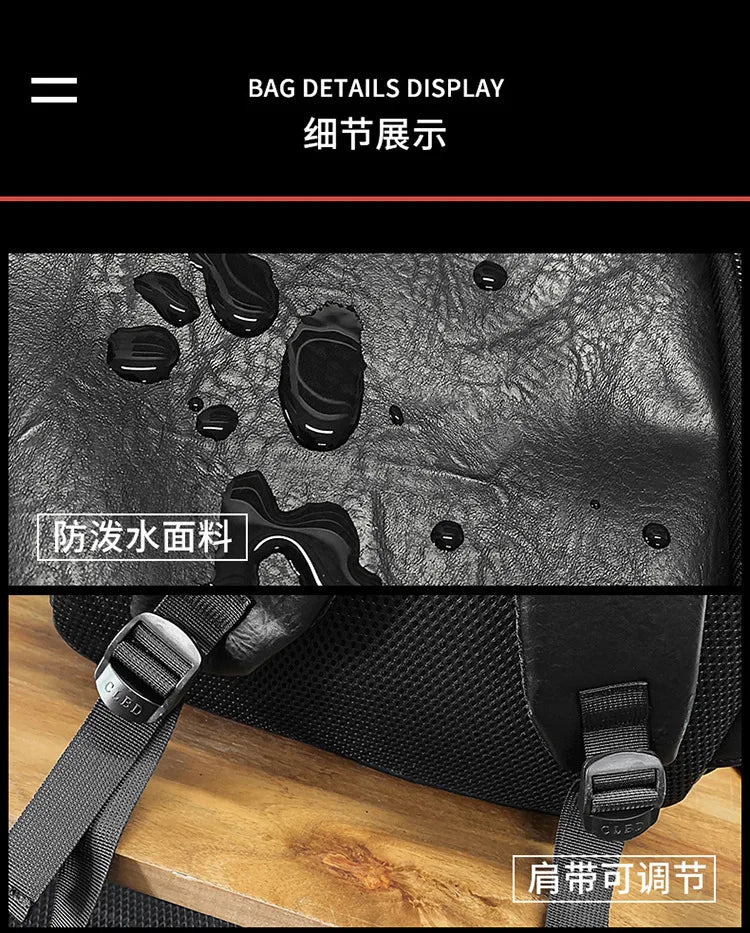 Men's Backpack Fashion Pu Leather Waterproof Man Laptop Bag Korean Backpacks Large School Bag Male Rucksack Student Pc Bagpack
