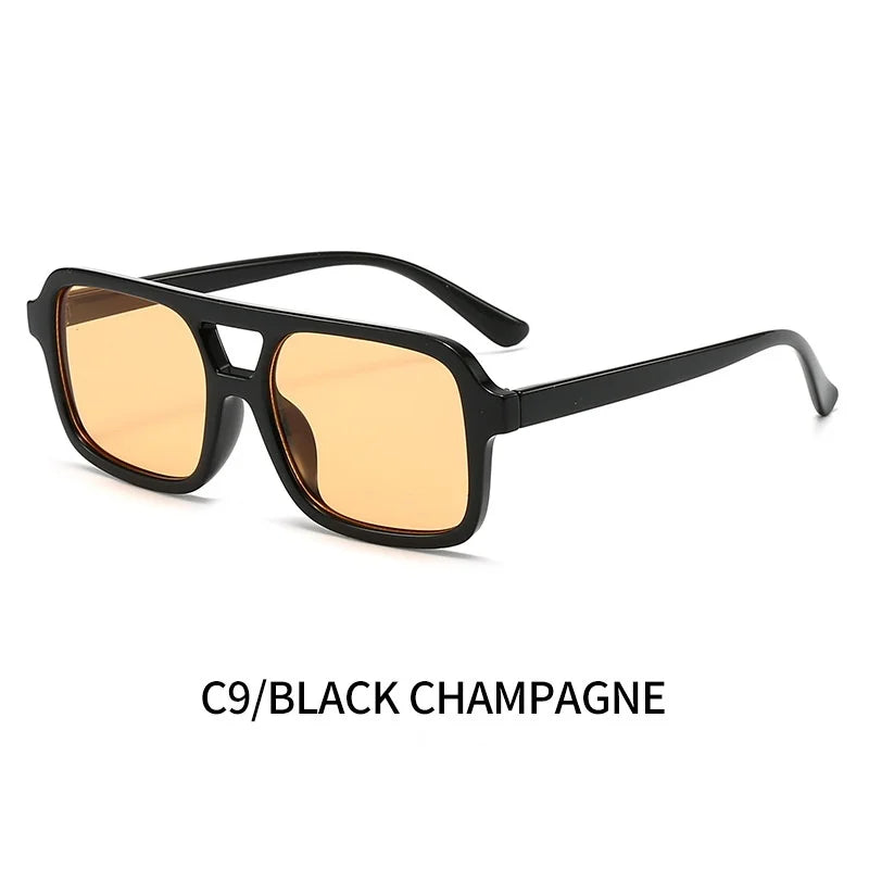 Men Driving Sunglasses Trendy Square Sunglasses Large Frame Yellow Lens Night Vision Glasses Women Retro Sun Glasses Anti Uv400