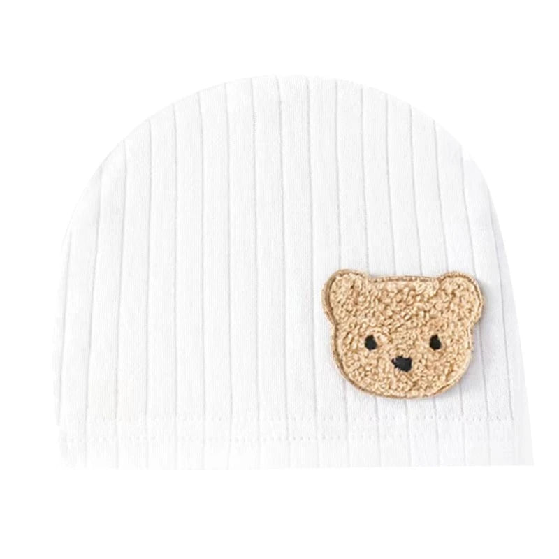 Infant Beanies Caps Baby Hat Cartoon Bear Boneless Muslin Hat Newborn Headwear Windproof Spring Hat 0-3M Baby Hats Dropshipping
