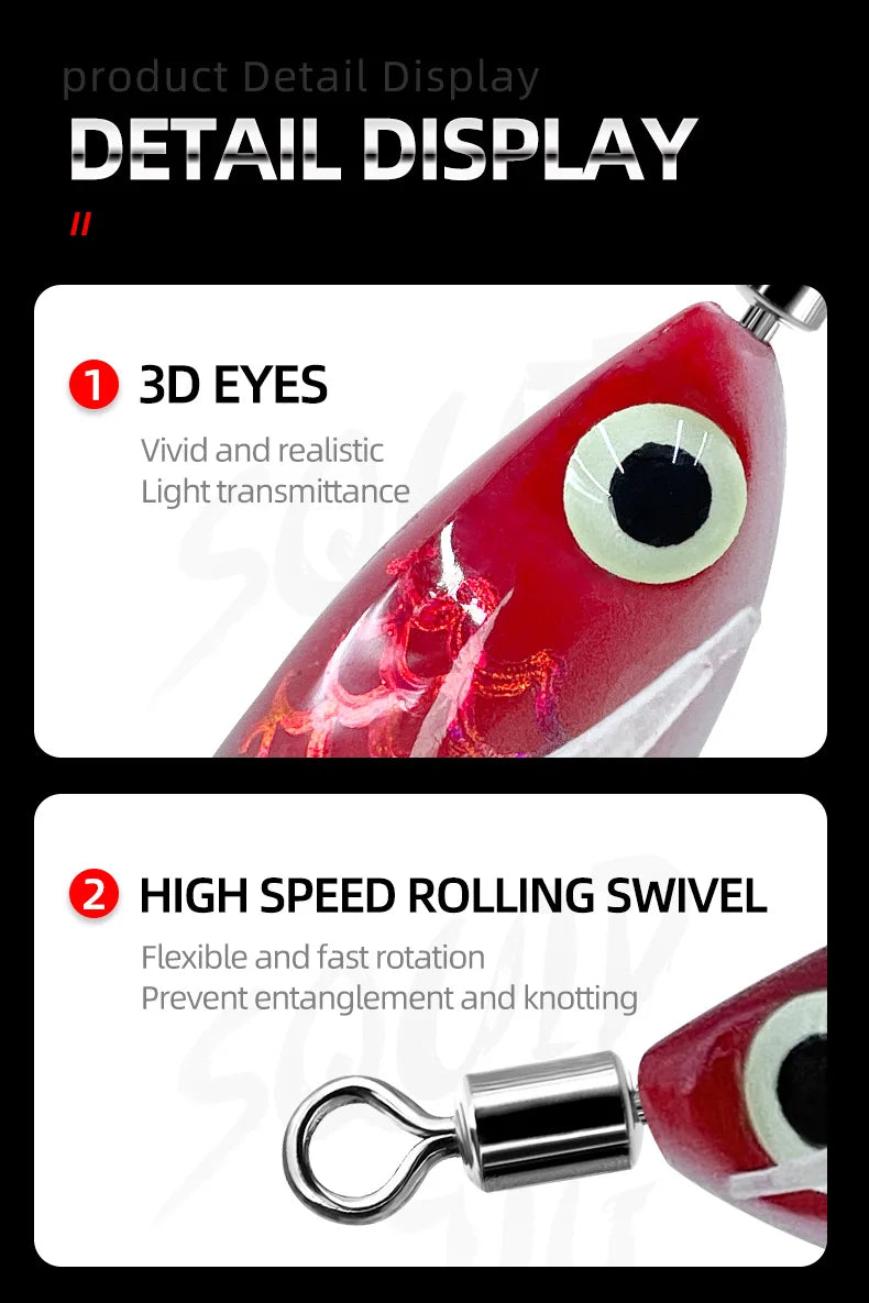 9pcs/page Glow Squid Jig Hook Saltwater Fishing Bait Artificial Egg Wood Shrimp Lures Sea Fishing Octopus Cuttlefish Squid Lure