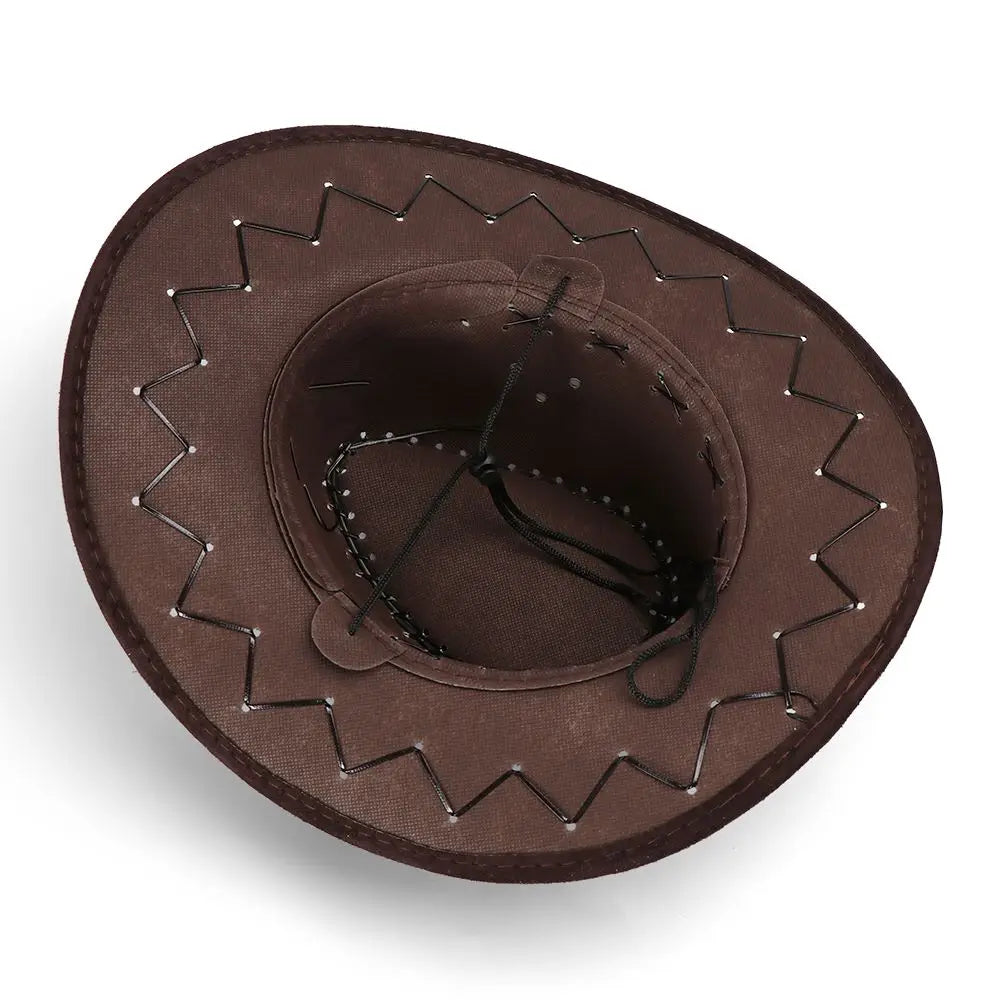 Women Men Cowboy Hat Western Suede Cowgirl Hats Fashion West Fancy Dress Party Headwear Unisex Cap