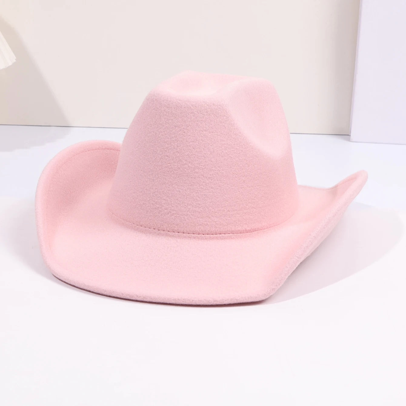 Solid color felt hat, British retro jazz hat, flat brimmed cowhide hat, flat top hat, can be paired with accessories