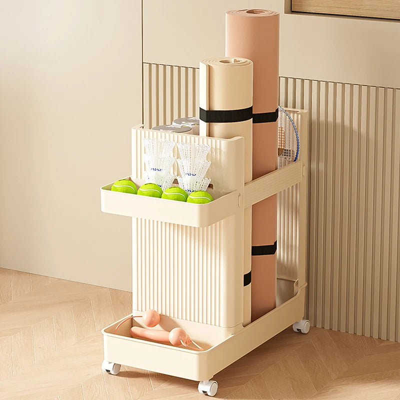 Gym Equipment Holder With Wheels Sports Equipment Storage Rack Yoga Mat Storage Basket Fitness Equipment Sports Tools Organizer