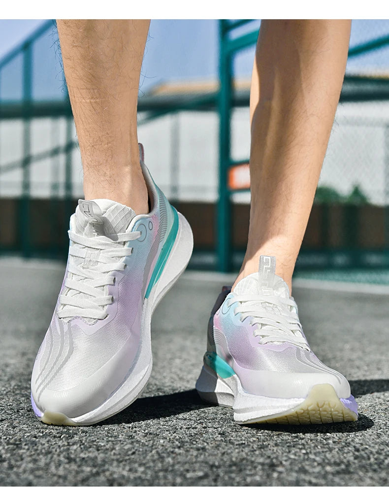 Sports Men Running Shoes Carbon Board Speciality Marathon Breathable Lightweight Women's Comfortable Athletic Nonskid Sneakers