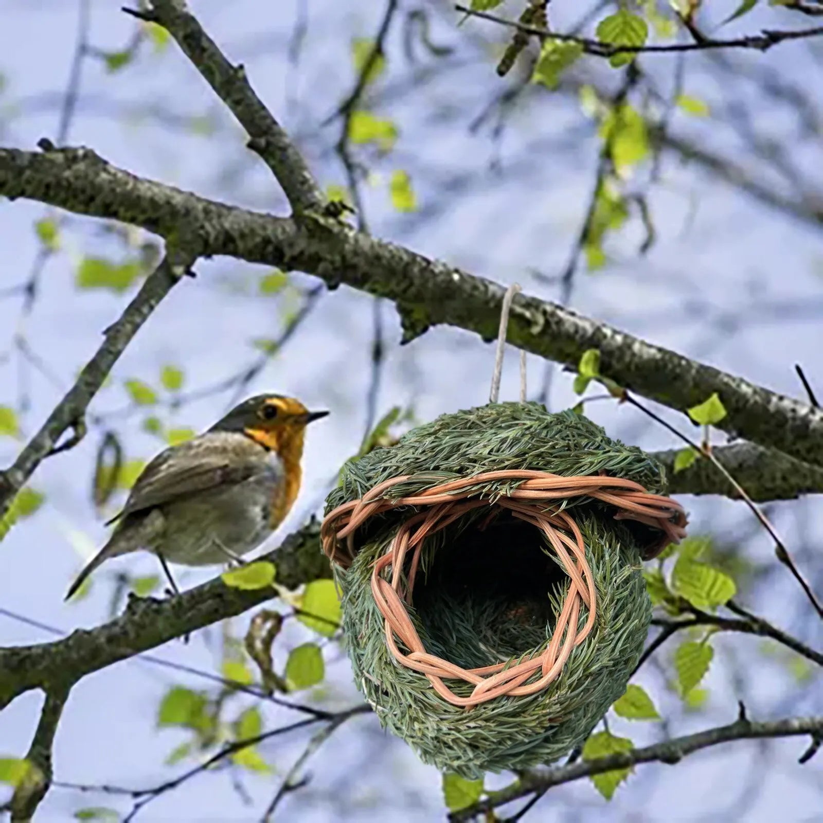 Creative Handwoven Bird House Outdoor Garden Natural Grass Style Hanging Birdhouse Funny Birdcage Hummingbird house