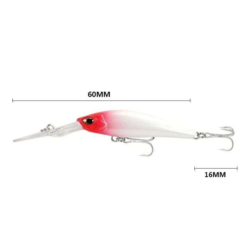 Fishing Lure Long Lip Minnow Wobbler Lure 6cm 6g Deep Diving Floating Jerkbait Swimbait Artificial Hard Bait Trout Bass Bait