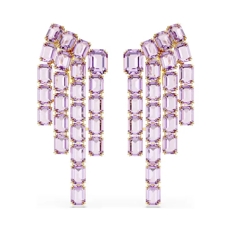 High Quality Earrings 2025 New Trend Fine Jewelry Charm Purple Butterfly White Blue Geometric Crystal Fashion Women's Ear Clip