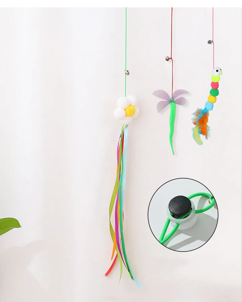 Fun simulation of mouse and cat toys, cat, kitten, rope, mouse, caterpillar, interactive toy, telescopic hanging door, pet toy